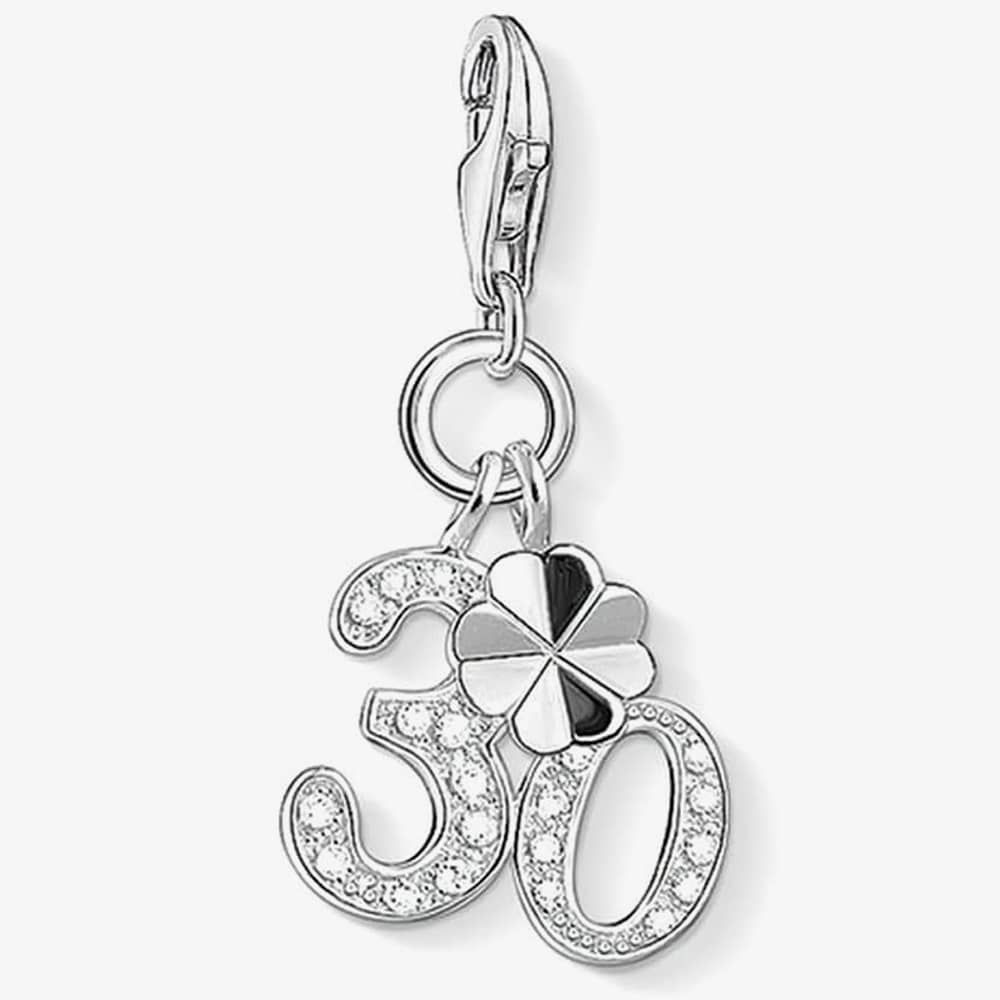 Thomas Sabo Silver Cubic Zirconia Number 30 & Four-Leaf Clover Charm 1237-051-14