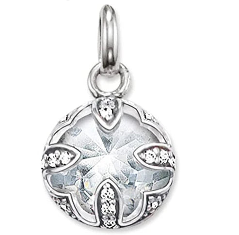 Thomas Sabo Glam And Soul Sterling Silver Cubic Zirconia White Stone Lotus Pendant PE685-643-14