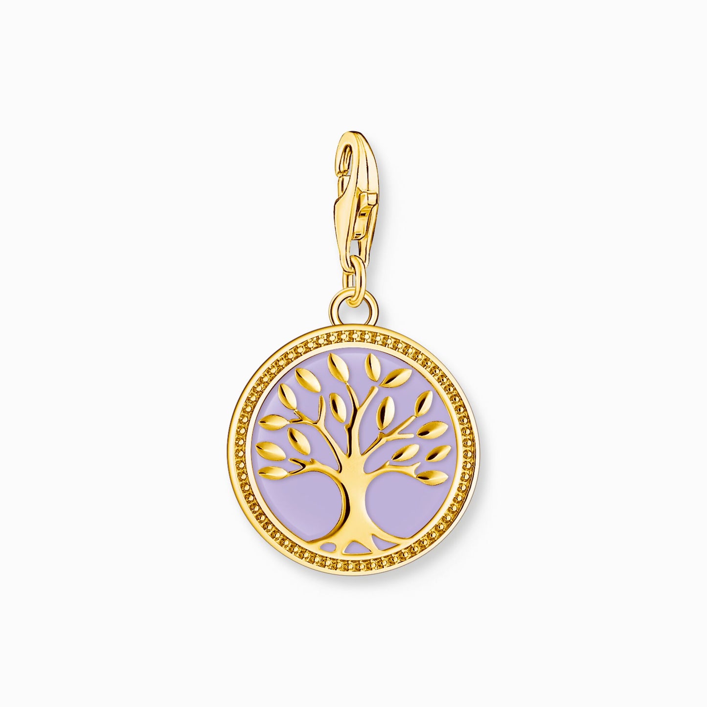 Thomas Sabo Silver Charm pendant Tree of Love with violet cold enamel yellow-gold plated 2035-427-13
