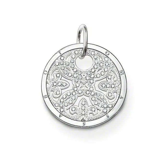 Thomas Sabo Sterling Silver Cubic Zirconia Abarasque Disc Pendant Small PE432-051-14