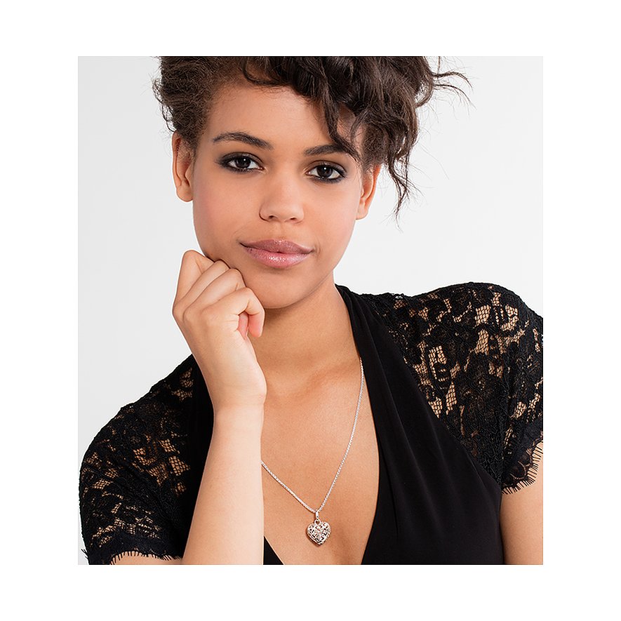 Thomas Sabo Sterling Silver Heart Locket with Rose Gold Plated Heart Necklace PE704-415-12