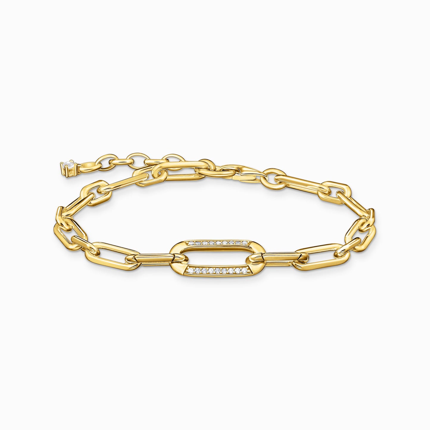 Thomas Sabo Silver Yellow-gold plated link bracelet with anchor element and zirconia A2032-414-14