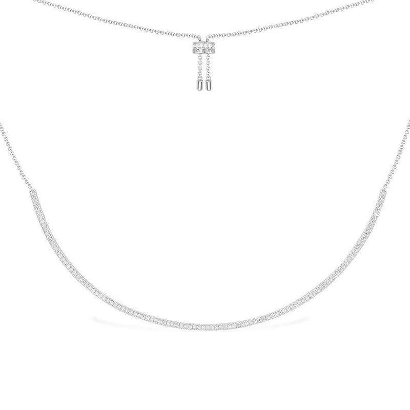 APM Croisette Dainty Paved Adjustable Necklace - silver AC5940OX
