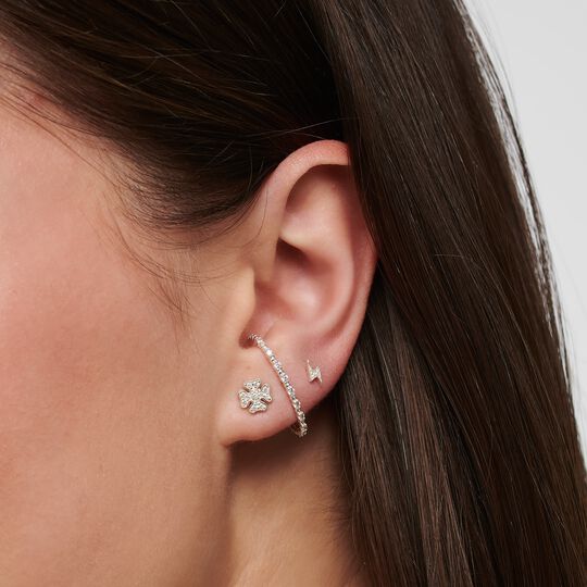 Thomas Sabo Sterling Silver Single Ear Stud Flash With White Zirconia Stones H2217-051-14