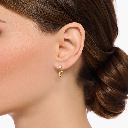 Thomas Sabo Sterling Silver Gold-Plated Ear Studs with Sun & Moon Pendants H2293-414-14