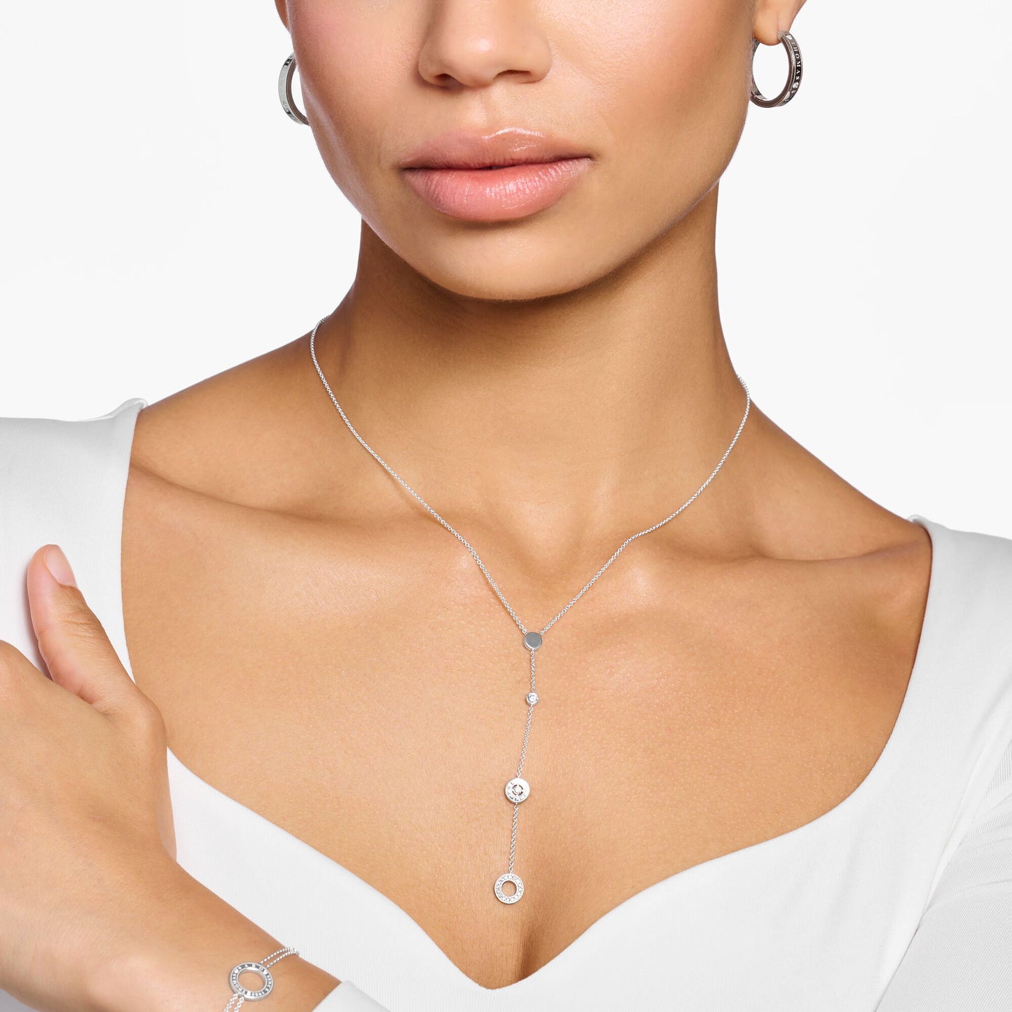 Thomas Sabo Necklace Circles With White Stones Silver KE1879-051-14