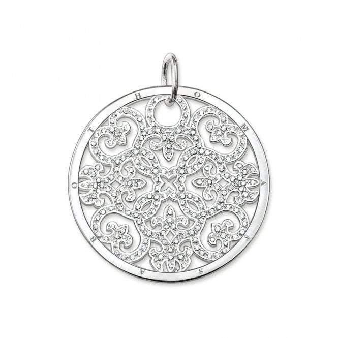Thomas Sabo Sterling Silver Cubic Zirconia Abarasque Disc Pendant Large PE433-051-14