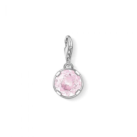 Thomas Sabo Silver Round Pink Synthetic Corundum Charm 1246-048-9