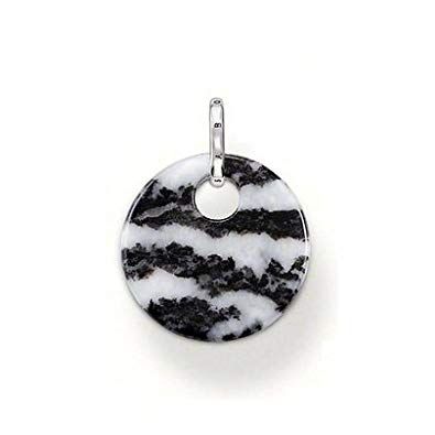 Thomas Sabo Glam And Soul Sterling Silver Zebra Black & White Jasper Small Disc Pendant PE428-195-18