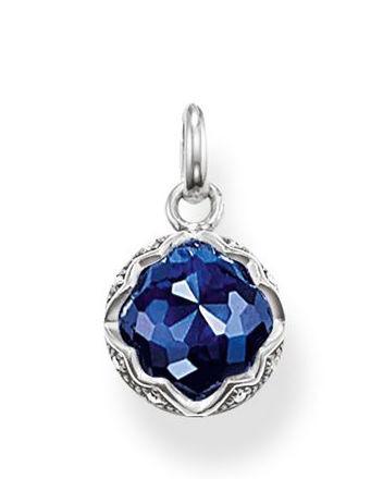 Thomas Sabo Glam And Soul Sterling Silver Cubic Zirconia Corundum Blue Lotus Pendant PE686-640-1