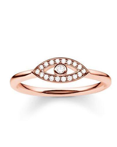 Thomas Sabo Sterling Silver 18k Rose Gold Plated Cubic Zirconia Nazar Eye Ring TR2075-416-14