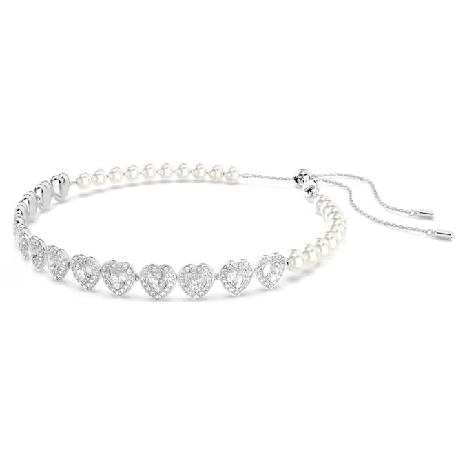 Swarovski Ariana Grande x Swarovski Choker Mixed Cuts, Crystal Pearl, Heart, White, Rhodium Plated 5720861