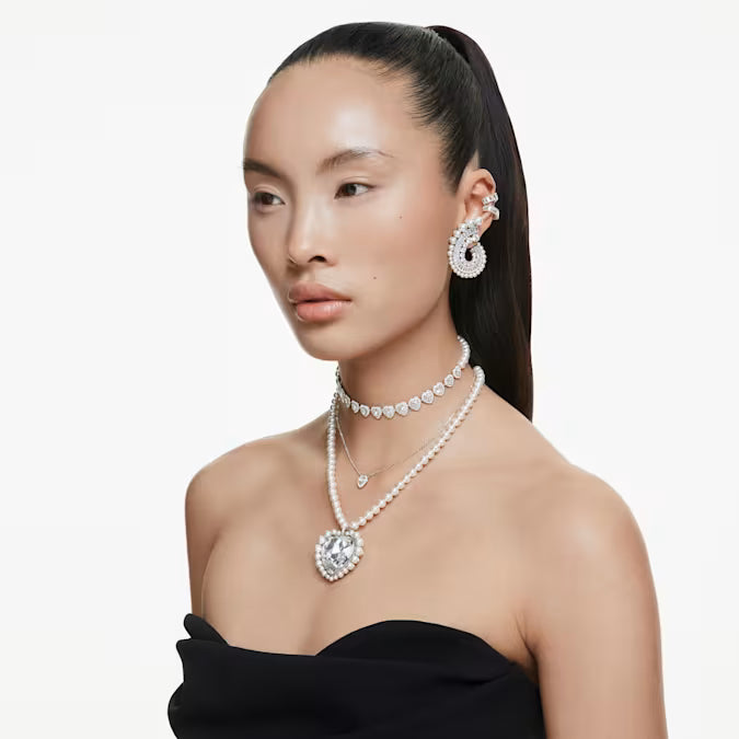 Swarovski Ariana Grande x Swarovski Choker Mixed Cuts, Crystal Pearl, Heart, White, Rhodium Plated 5720861