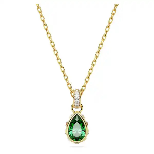 Swarovski Chroma pendant Pear cut, Green, Gold-tone plated 5648751