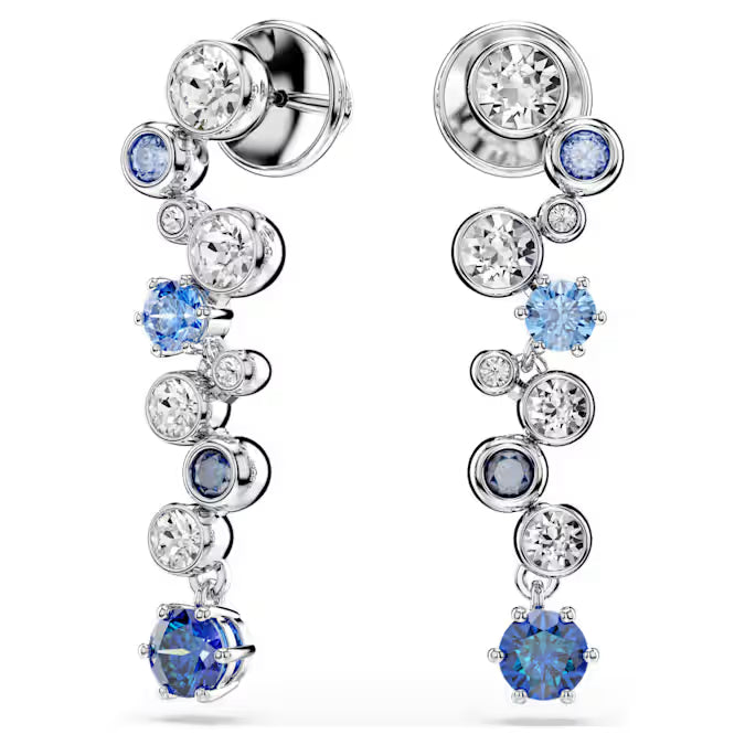 Swarovski Constella Drop Earrings Mixed Cuts, Blue, Rhodium Plated 5732775