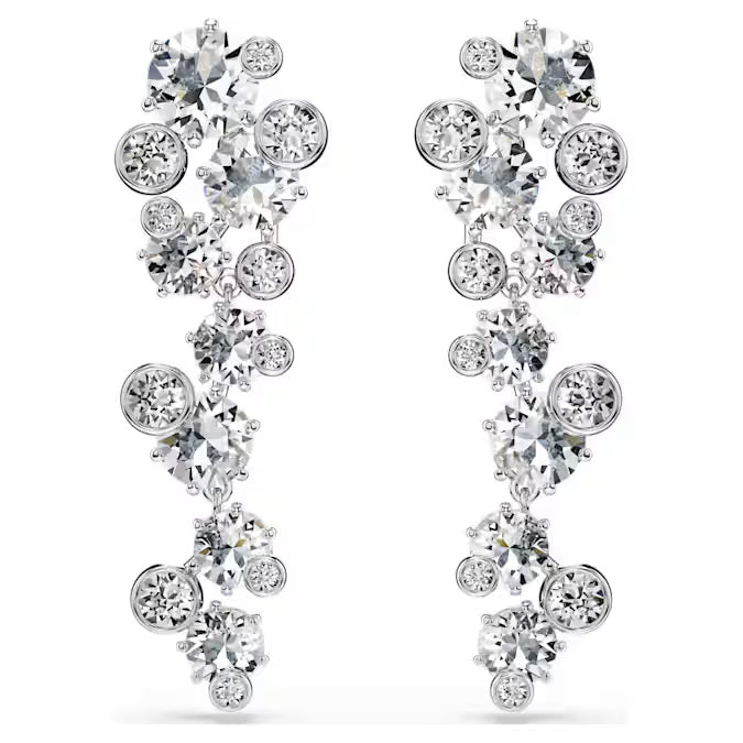Swarovski Constella Drop Earrings Mixed Cuts, White, Rhodium Plated 5732252