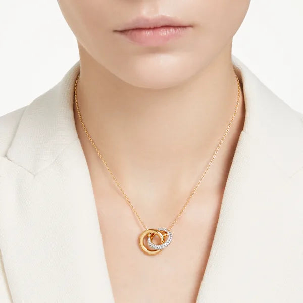 Swarovski Dextera pendant Interlocking loop, White, Gold-tone plated 5668820