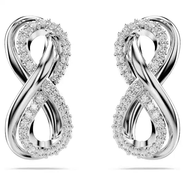 Swarovski Hyperbola stud earrings Infinity, White, Rhodium plated 5687269