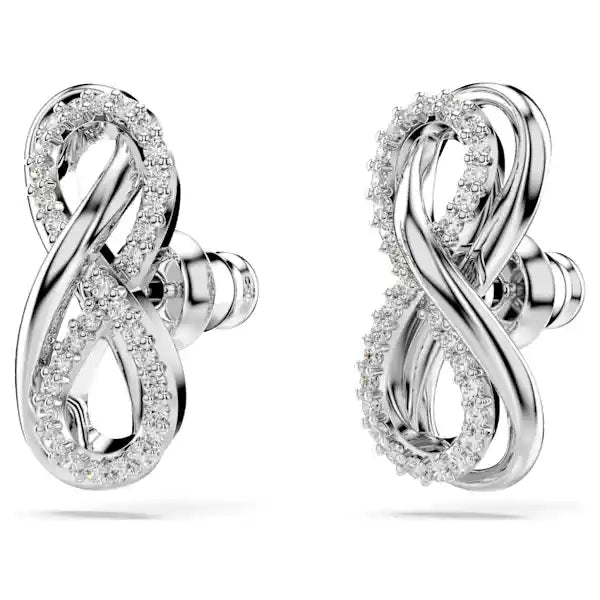 Swarovski Hyperbola stud earrings Infinity, White, Rhodium plated 5687269