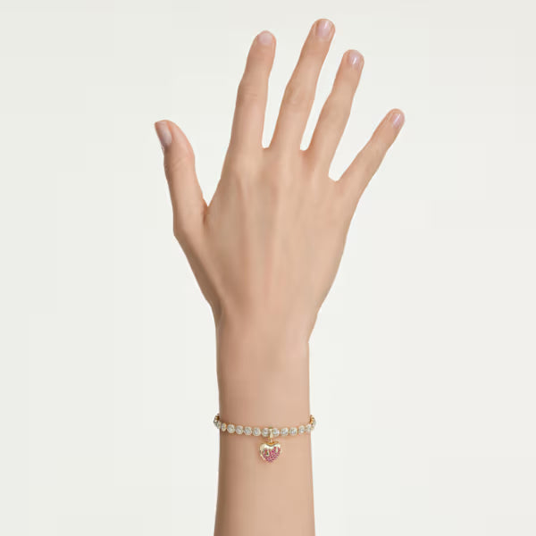 Swarovski Idyllia Charm Round Cut, Heart, Pink, 18k Gold-Plated Finish 5742953