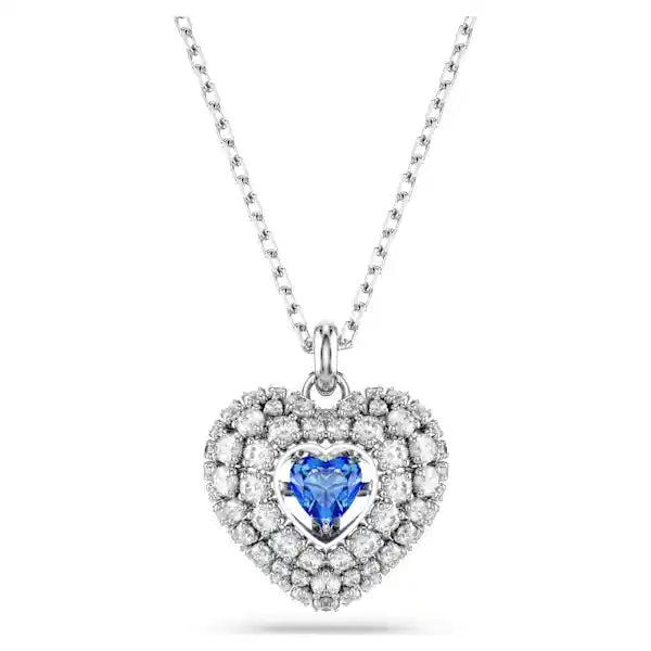 Swarovski Idyllia pendant Heart, Blue, Rhodium plated 5680403