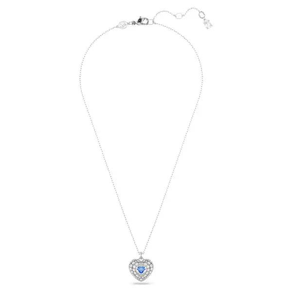Swarovski Idyllia pendant Heart, Blue, Rhodium plated 5680403