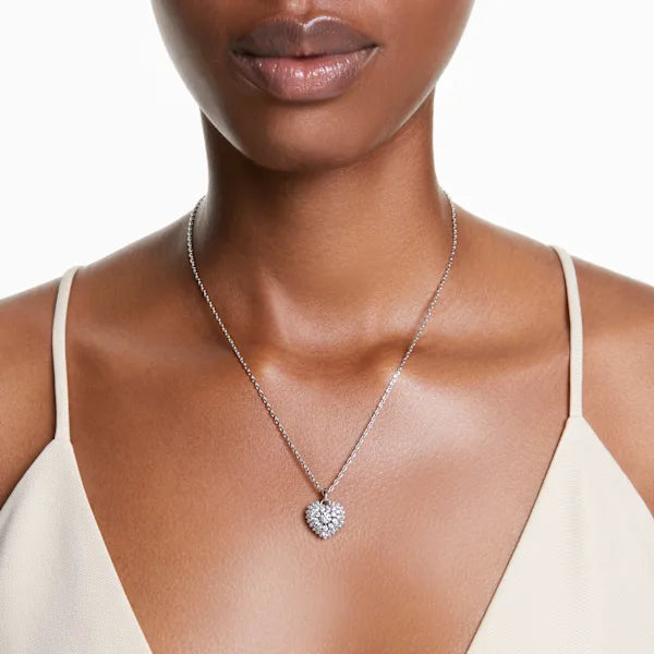 Swarovski Idyllia pendant Heart, White, Rhodium plated 5684386