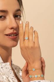 APM Lagoon Blue Heart Ring Gold-Plated Silver Ring A20669XTUY