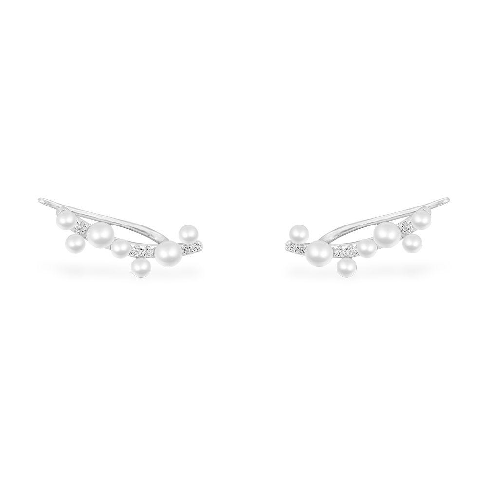 APM ETERNELLE Pearl Climber Silver Earrings AE12653XPL