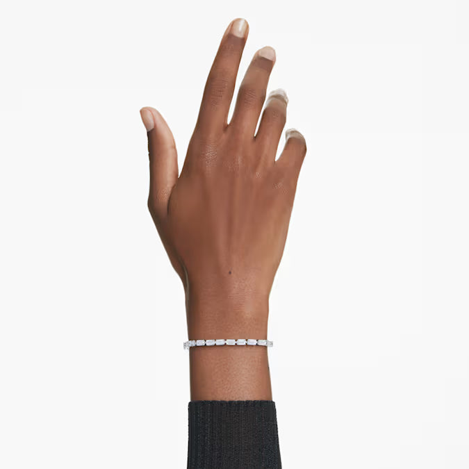 Swarovski Matrix Tennis Bracelet Baguette Cut, White, Rhodium Plated 5707200