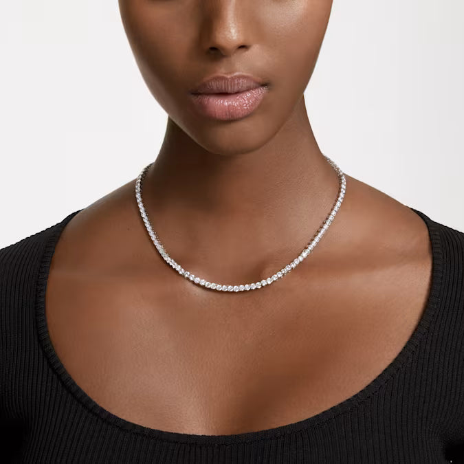 Swarovski Matrix Tennis Necklace Round Cut, White, Rhodium Plated 5681796