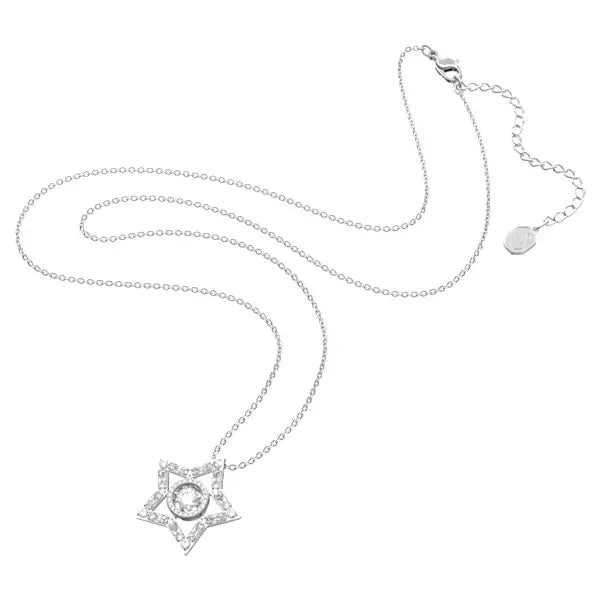 Swarovski Stella pendant Mixed cuts, Star, Long, White, Rhodium plated 5617919