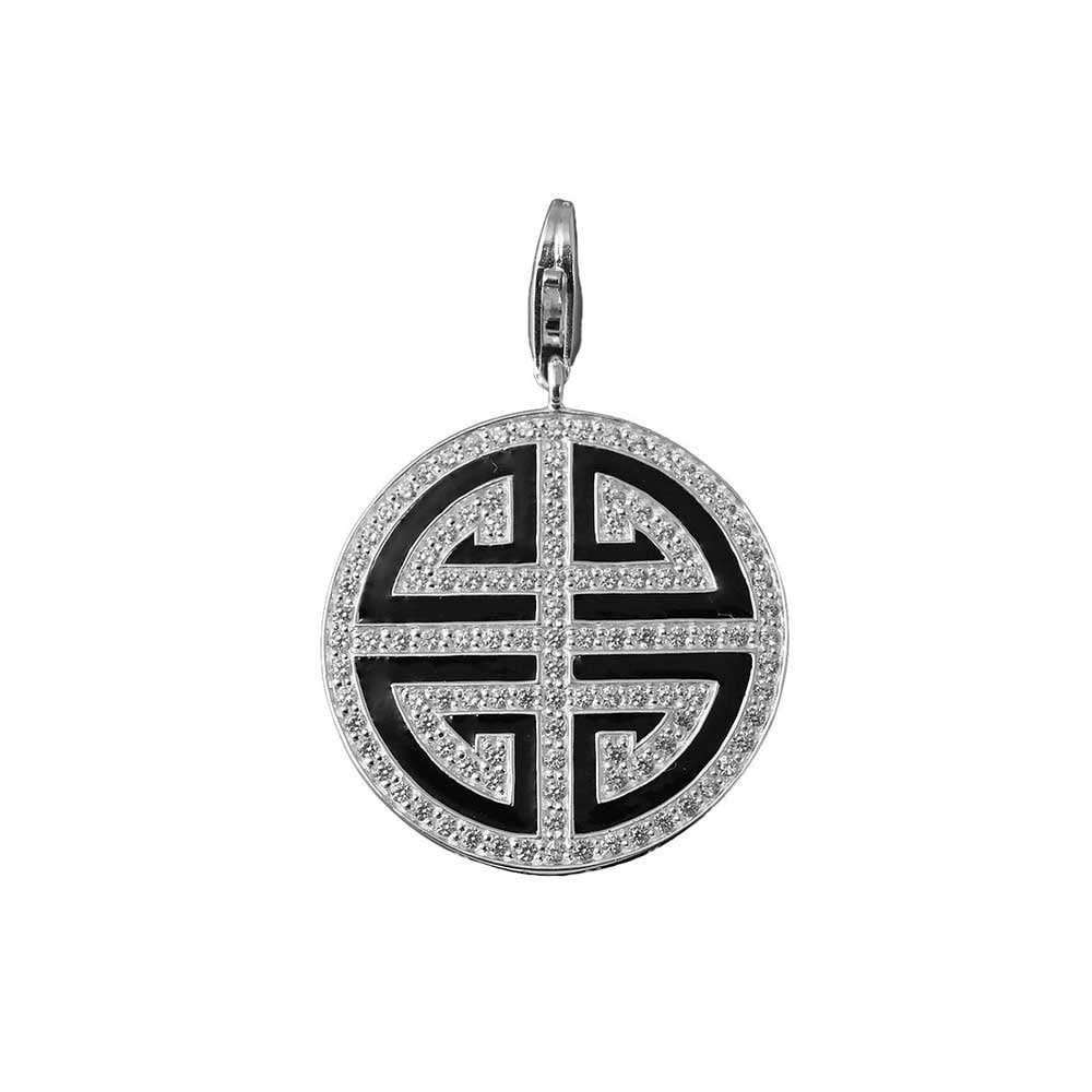 Thomas Sabo Sterling Silver Cubic Zirconia Black Enamel Great Blessing Pendant T0299-041-11