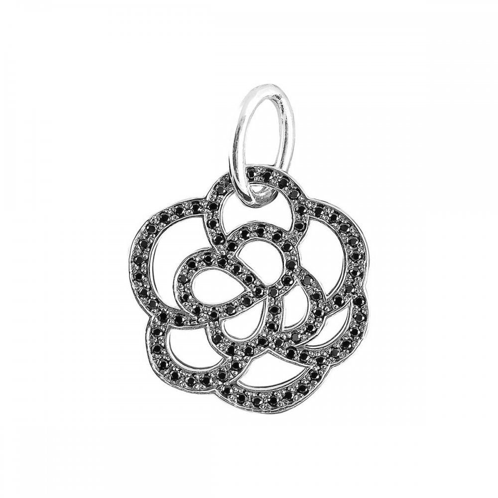 Thomas Sabo Sterling Silver Special Edition Black Cubic Zirconia Flower Pendant PE522-051-11