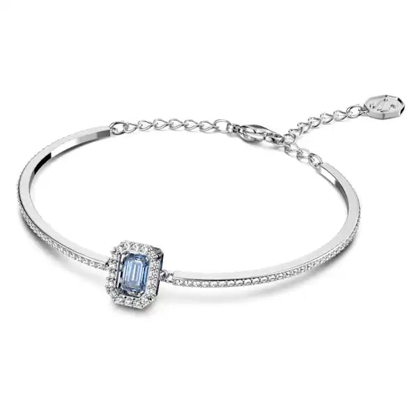 Swarovski Una bangle Octagon cut, Pavé, Blue, Rhodium plated 5620556