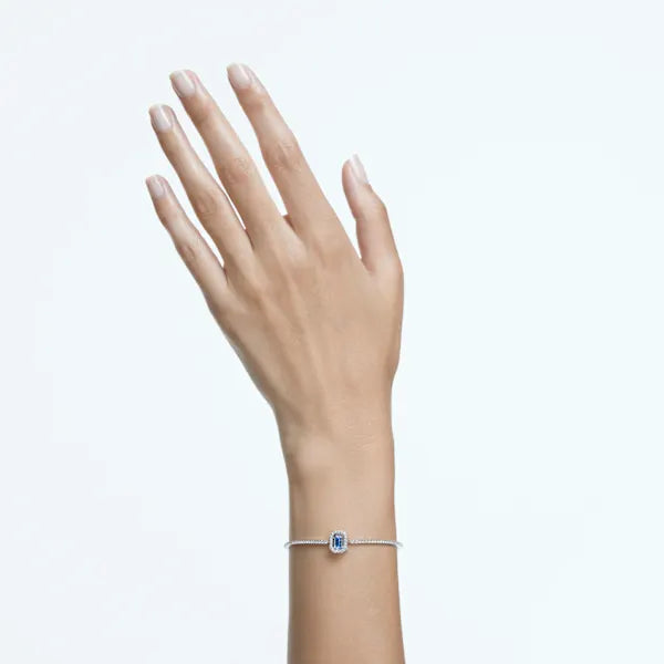 Swarovski Una bangle Octagon cut, Pavé, Blue, Rhodium plated 5620556