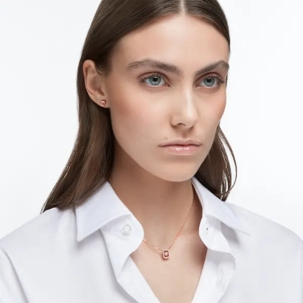 Swrovski Millenia set, Octagon cut Swarovski Zirconia, Pink, Rose-gold tone plated 5620548