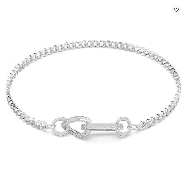 Swarovski Dextera necklace Pavé, Mixed links, White, Rhodium