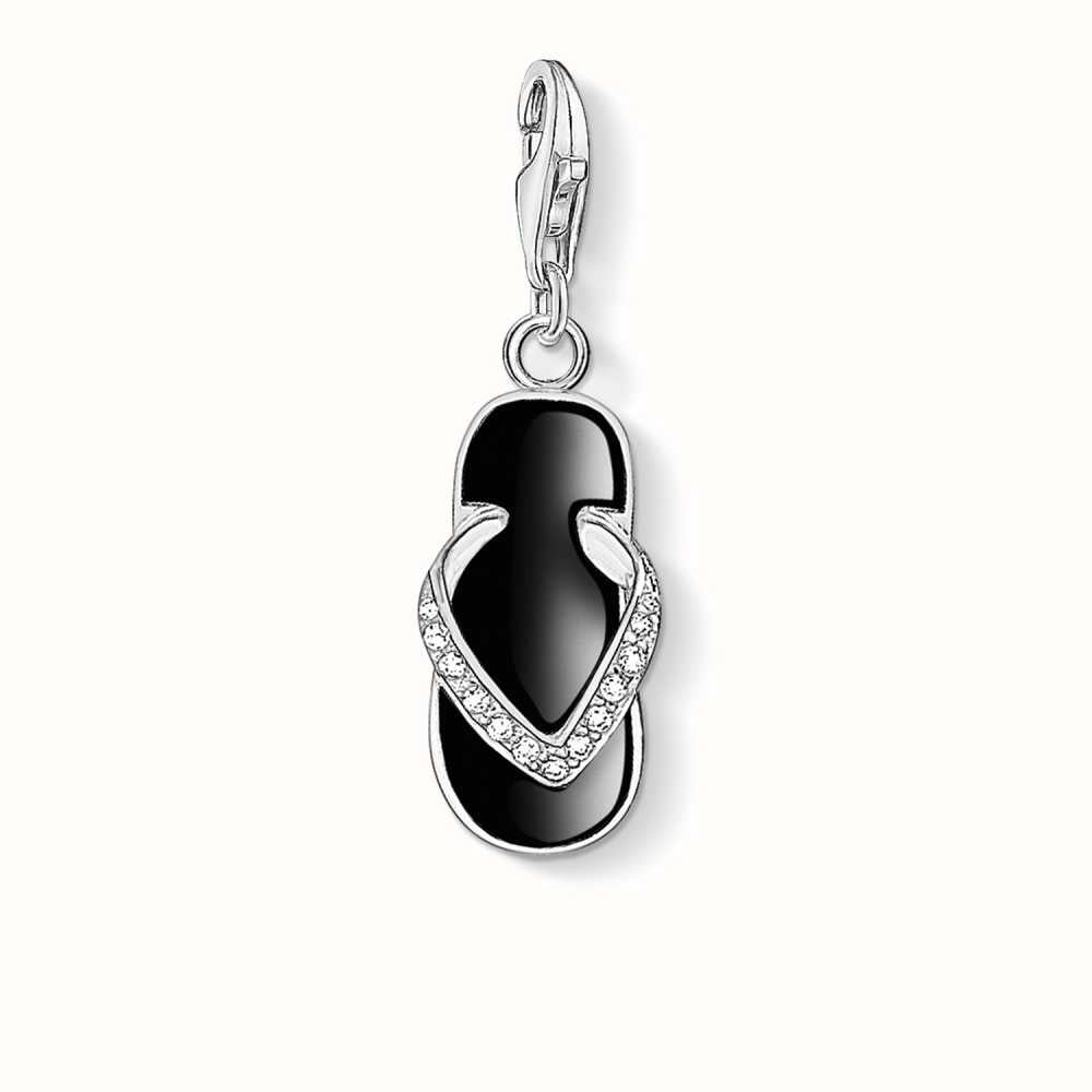 Thomas Sabo Jewellery Flip-Flop Charm Black 925 Sterling Silver