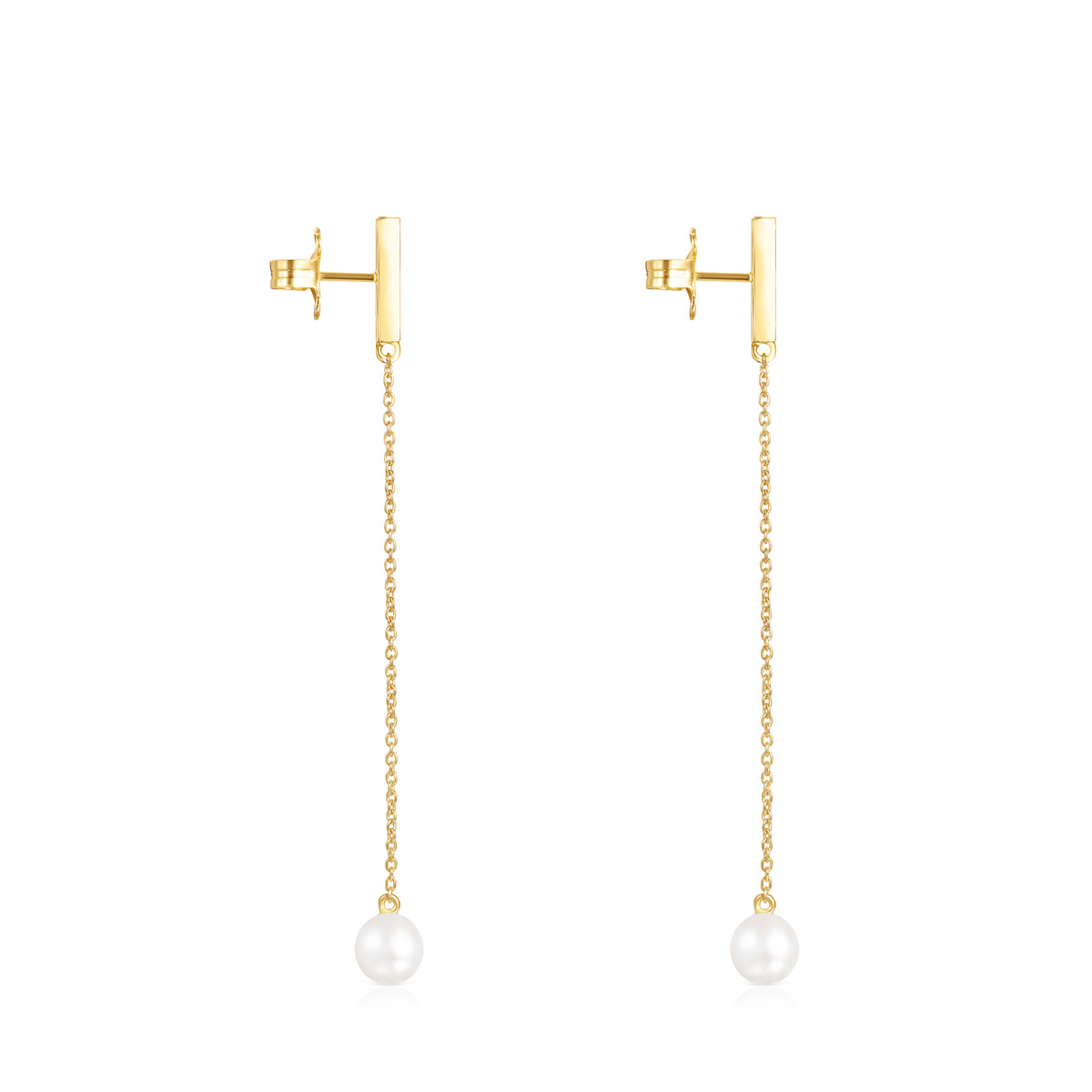 Tous Long Nocturne bar Earrings in Gold Vermeil with Diamonds and Pearl 918443730