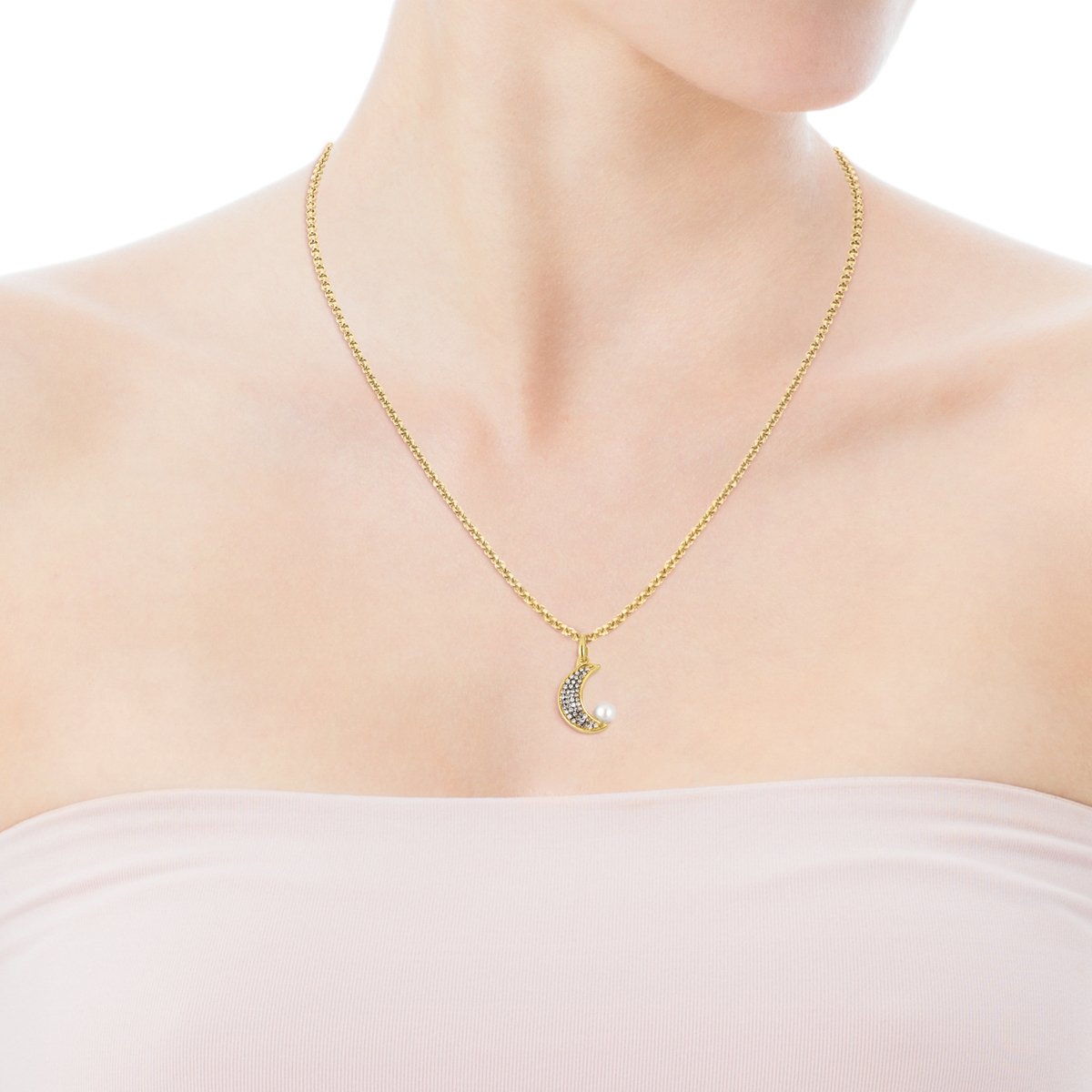 Tous Nocturne half-moon Pendant in Gold Vermeil with Diamonds and Pearl 918444550