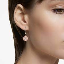 Latisha hoop earrings Flower, Pink, Rhodium plated 5636485