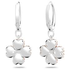 Latisha hoop earrings Flower, Pink, Rhodium plated 5636485
