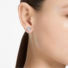 Constella stud earrings Round cut, Pavé, White, Rose gold-tone plated 5636275 5636269