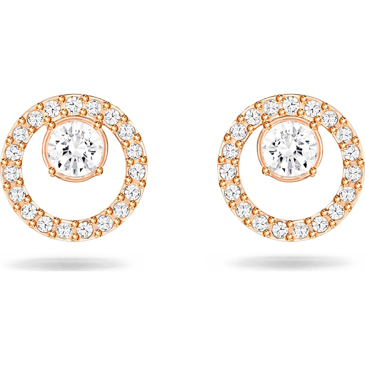 Swarovski Creativity stud earrings, Circular, White, Rose gold-tone plated 5199827 / 5692263