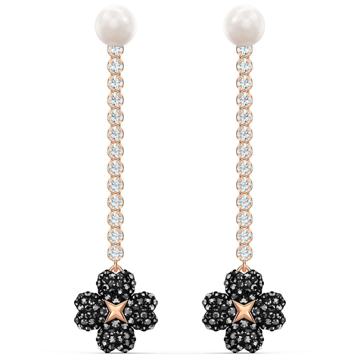 Swarovski Latisha Pierced Earrings, Black, Rose-gold tone plated 5516426