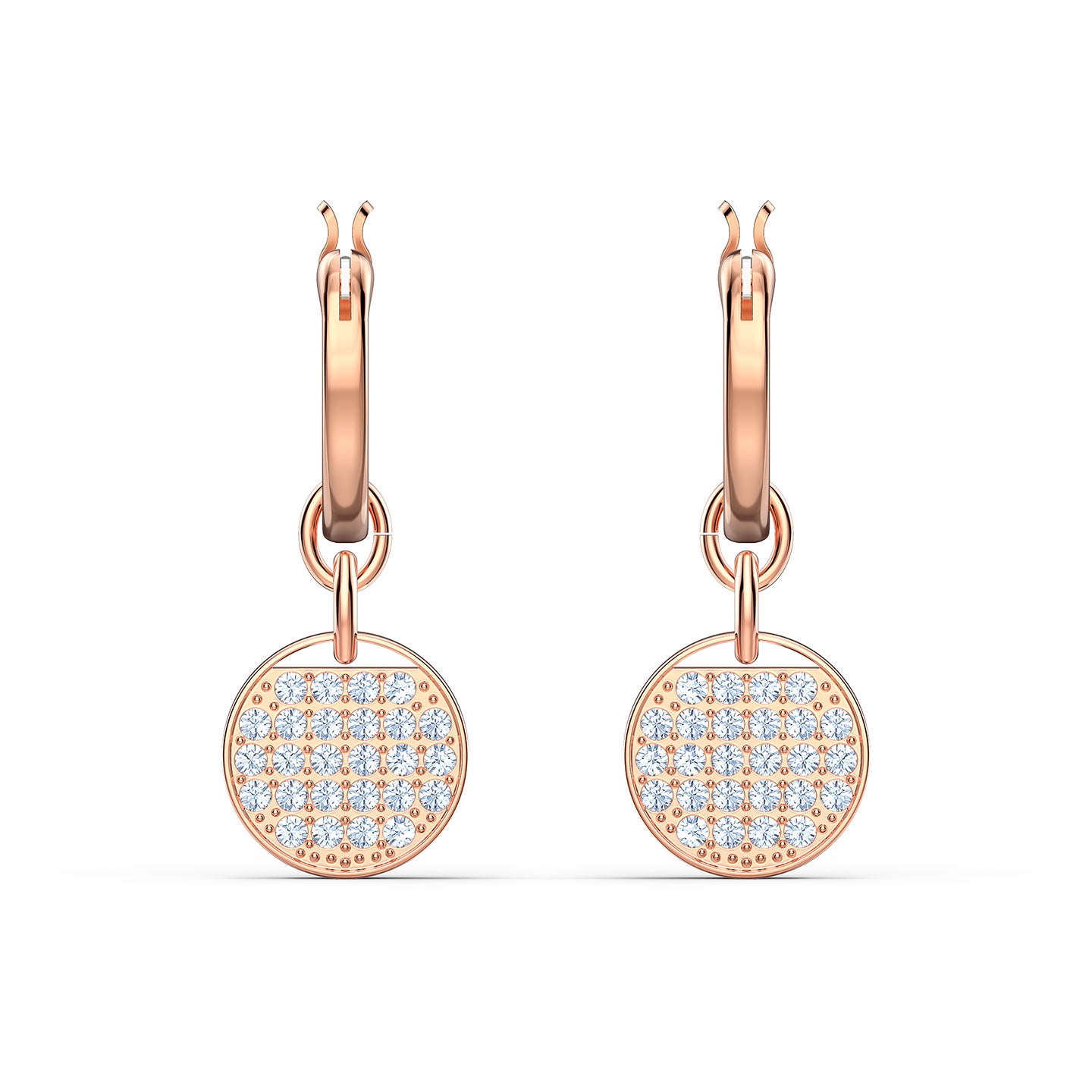 Swarovski Ginger Mini Hoop Pierced Earrings, White, Rose-gold tone plated 5567528