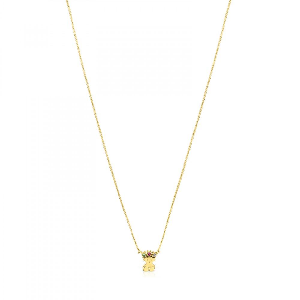 Tous Gold Real Sisy bear Necklace with Gemstones 812452070 –