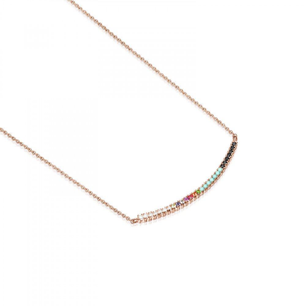 Tous Rose Gold Vermeil Straight Necklace with Gemstones 912722500