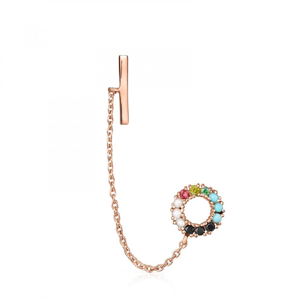 Tous Rose Gold Vermeil Straight Earring with Gemstones 912723500